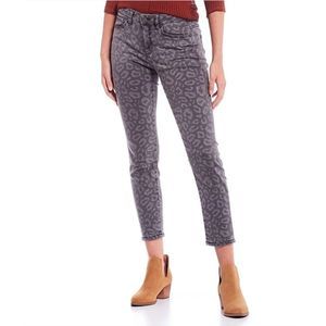 Miss Me Denim Wild Style Skinny Jeans In Grey Leopard Print Size 26
